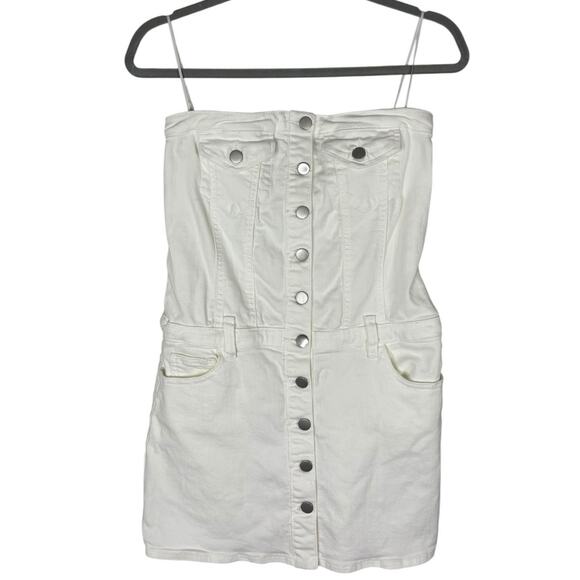 Amanda Uprichard Teyana Dress Strapless Denim Mini Minimalist Chic White Size S - Picture 4 of 12